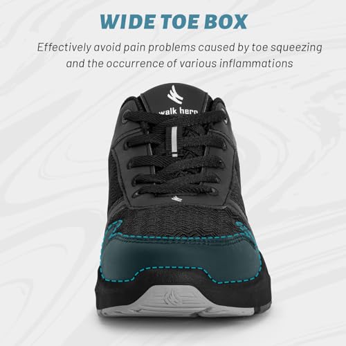 Mens Walking Shoes for Plantar Fasciitis, Orthopedic Sneakers for Men with Arch Support, Wide Toe Box Shoes for Pain Relief with Non Slip Rubber Sole(Grey, 8)