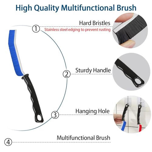 HENGDLOO Crevice Cleaning Brush,5 PCS Hard Bristle Crevice Brush,Multifunctional Gap Cleaning Brush Tools,Hard-Bristled Narrow Stiff Cleaning Brushes,for Bathroom Shower Tight Spaces Small Corner