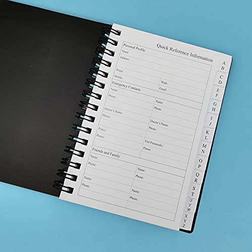 Telephone Address & Birthday Book with Tabs, Address Log Book for Contacts, with Phone Numbers, Addresses, Birthday & Password. Alphabetical A-Z Organizer, Black, 3.5x5.25 inch