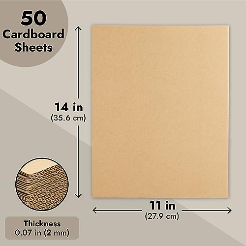 Juvale Large Corrugated Cardboard Sheets for Mailers, 11x14 Flat Packaging Inserts Pads, Shipping, Packing, Mailing, Dividers, Crafts, DIY Art Projects Supplies (2mm Thick) - 50-Pack