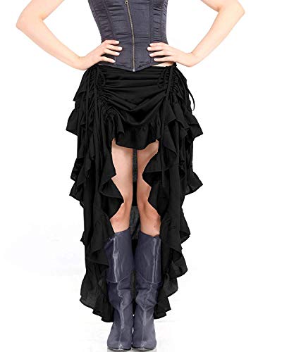 ThePirateDressing Steampunk Victorian Cosplay Costume Womens High-Low Show Girl Skirt C1643 Black Medium