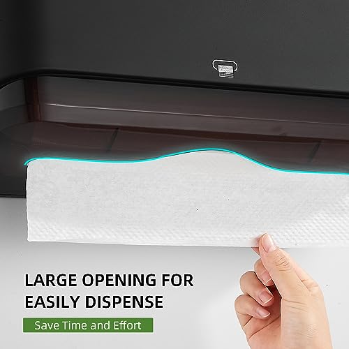 Modundry Wall Mount Paper Towel Dispensers,Commercial Multifold Tissue Dispenser with Smart Lock, Adhesive No Drilling or Screws Install,Hand Towel Holder for Bathroom,Restroom, Office, Home (Black)