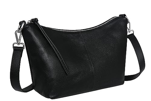Iswee Black Crossbody Purse for Women Shoulder Bag Designer Handbags Everyday Purse Satchel Tote Crescent Bag for Work (Black)