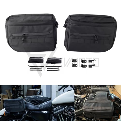 FVMOTO Universal Motorcycle Saddlebags Saddle Bags Luggage Bags Travel Knight Rider Storage Bag Fit For Harley Softail Dyna Super Glide Sportster FXR, 14.5L(3.8 Gallon)
