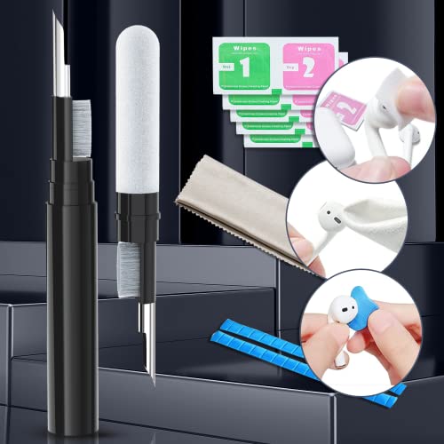 Cleaner Kit Compatible with Airpods, Earbuds Cleaning kit for Airpods Pro 1 2 3, Phone Cleaner kit with Brush for Earbuds,Earpods,Earphone,Headphone, iPod,Case,iPhone,ipad,Laptop, Camera (Black)