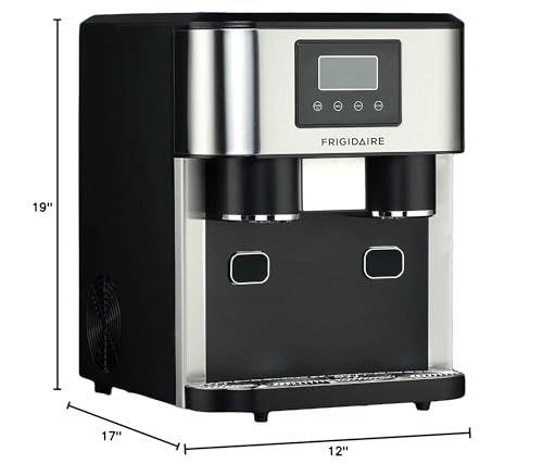 Frigidaire EFIC245-SS EFIC245 3-in-1 Countertop Crunchy Chewable Nugget Style Dual Ice Crusher and Cube Maker, Makes 33 Pounds in 24 Hours, 2 Sizes, with Water Dispenser and Line-in