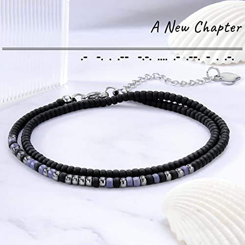Btysun Best Friend Bracelets for Women Sister Birthday Gifts from Sister Morse Code Bracelets for Women Soul Sister Gifts for Sister in Law Layered Black Braided Bracelet Graduation Jewelry