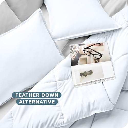 Bare Home Comforter Set - Full Size - Ultra-Soft - Goose Down Alternative - Premium 1800 Series - All Season Warmth (Full, Light Blue)
