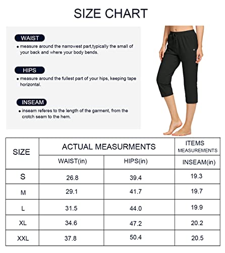 VEOBIKE Women's Joggers Capri Pants Cotton Jersey Pants Drawstring Active Workout Sweatpants Loose Lounge Crop Pants Pockets