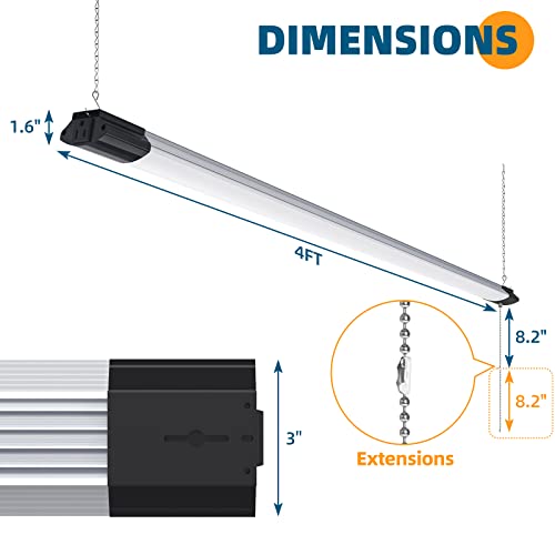 Barrina LED Shop Light for Garage, 10000LM, 84W, 4FT, 5000K Linkable Light Fixture for Workshop, Basement, Hanging or Flush Mount, Heat Dissipation, with Pull Chain Switch, ETL,1 Pack