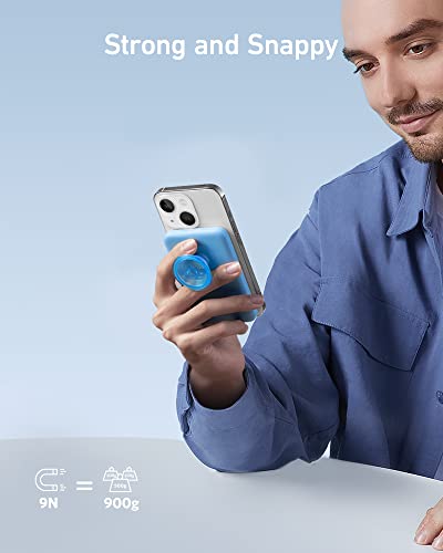 Anker 622 Magnetic Battery (MagGo with PopSockets Grip), 5,000mAh Portable Charger with Swappable PopGrip and Stand, USB-C for iPhone 14/13/12 Series (Black)