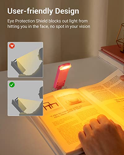 DEWENWILS Book Reading Light, Rechargeable Booklight for Reading at Night, Clip on LED Book for Kids, Bookworms, Blue Light Blocking, 4 Brightness Adjustable for Eye Care (White)