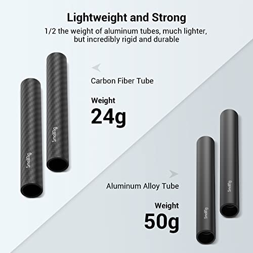 SmallRig15mm Carbon Fiber Rod for 15mm Rod Support System (Non-Thread), 4 inches Long, Pack of 2-1871