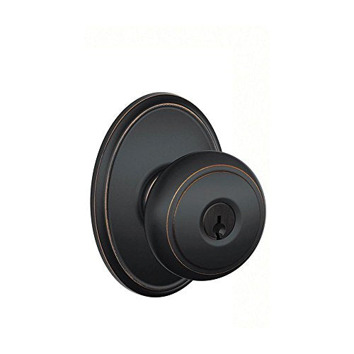 SCHLAGE Andover Knob with Wakefield Trim Non-Turning Lock, Bright Brass (F170 AND 605 WKF)