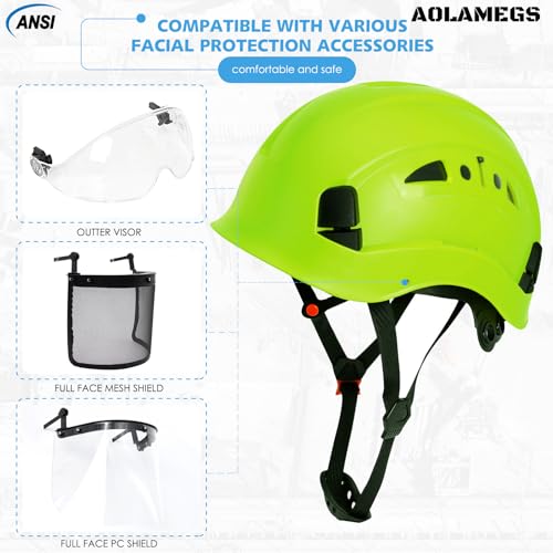 AOLAMEGS Construction Hard Hat with Visor and Earmuffs - Hard Hats Construction OSHA Approved, ANSI Z89.1 ABS Safety Helmet with and Ear Protection, Hardhats for Men Women Worker,6-pt Suspension