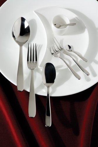 Fortessa Grand City 18/10 Stainless Steel Flatware, 5 Piece Place Setting, Service for 1 , Silver -