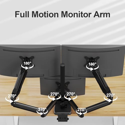 MOUNT PRO Triple Monitor Mount, 3 Monitor Desk Mount for There Screens up to 32 Inch, Full Motion Gas Spring Triple Monitor Stand, Heavy Duty Monitor Arm Hold up to 17.6lbs Each, VESA Mount, Black