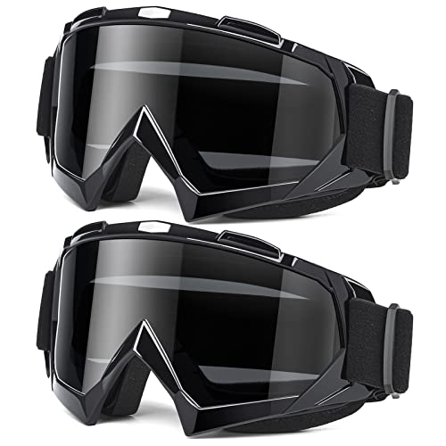 MAMBAOUT Adult Dirt Bike Goggles, 2-Pack ATV Motorcycle Goggles for Men & Women, Wide Vision Riding Off-Road Goggles