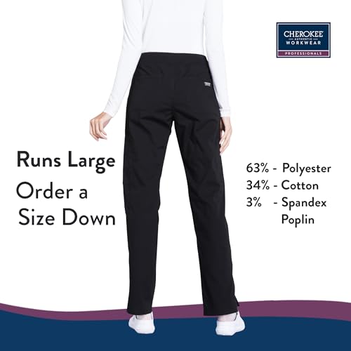 CHEROKEE Workwear Professionals Women Scrubs Pant Mid Rise Straight Leg Pull-on Cargo WW170T, XL Tall, Grey