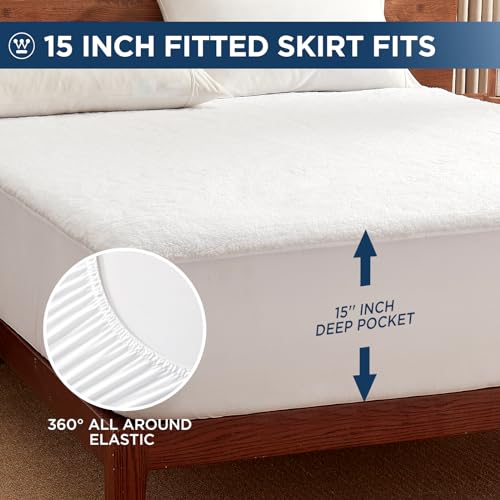 Westinghouse Heated Mattress Pad Full Size, Luxury Quilted Sherpa Bed Warmer with 10 Heat Settings, 1-12H Auto Shut Off Timer, Fit Up to 15" Deep Pocket, Machine Washable, 54x75 Inch