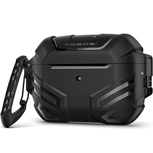 MOBOSI for AirPods Pro 2nd/1st Generation Case Cover with Lock, Military Grade Case for Men Women, Full-Body Shockproof Protective Case with Keychain (2023/2022/2019),Black