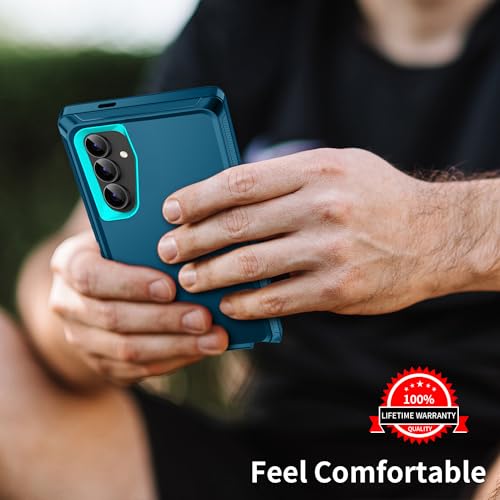 Mieziba for Galaxy S21 5G Case, Heavy Duty Shockproof Dust/Drop Proof 3 Layers Full Body Protection Rugged Cover Case for Galaxy S21 6.2 inch,Turquoise