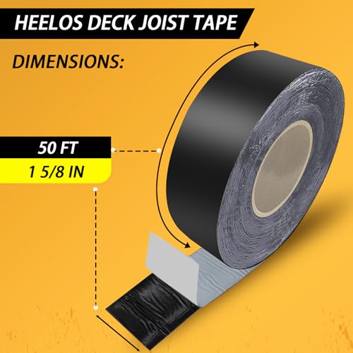 Heelos Butyl Joist Deck Tape 4"×50,1 Pack Weather-Resistant Deck Joist Tape Waterproof Flashing Tape, Self-Adhesive Joist Tape Decking for Wood Decks Joist Beams Roof