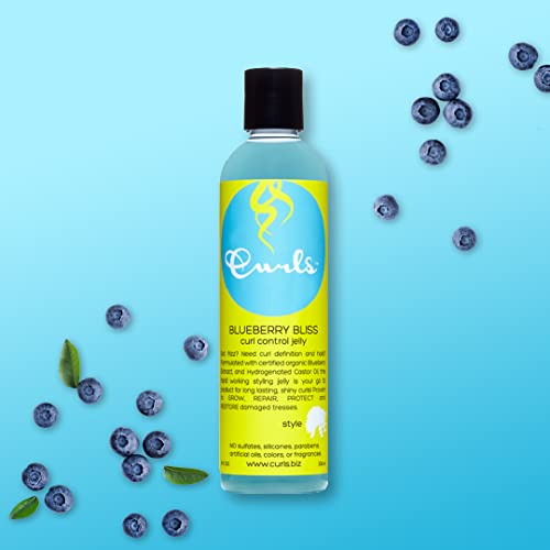 Curls Blueberry Bliss Control Jelly - 8 oz, Define & Defrizz, Wash and Go's, Twist Outs & Braid Outs, for Wavy, Curly, and Coily Hair Types