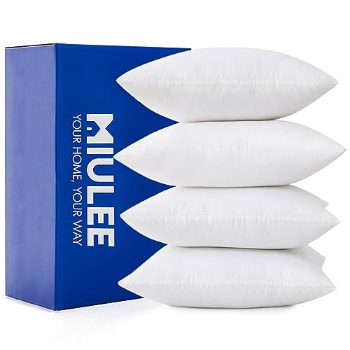 MIULEE Pack of 4 20x20 Inch Premium Pillow Inserts Decorative Pillow Stuffers Square Form for Couch Sofa Bed Cushion