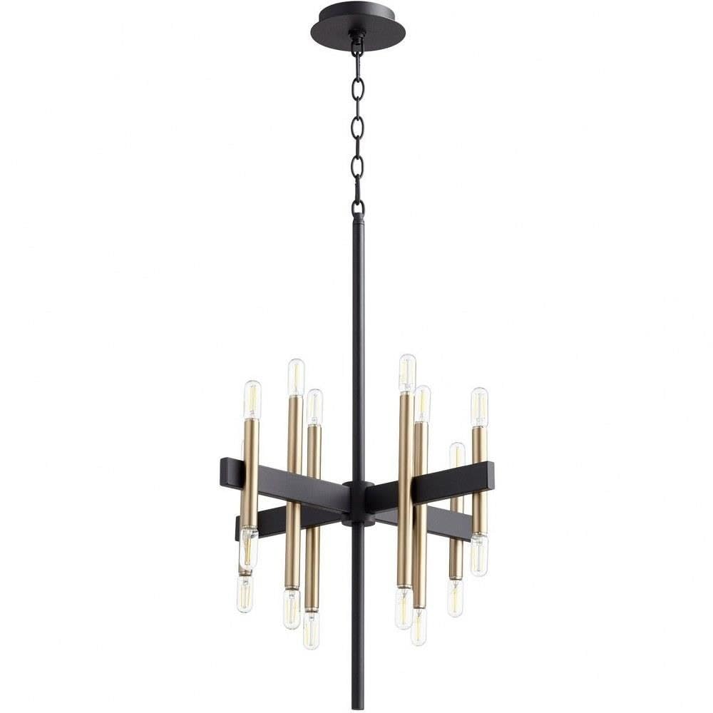 Quorum 60-16-6980 Contemporary Modern 16 Light Chandelier from Luxe Collection in Black Finish,