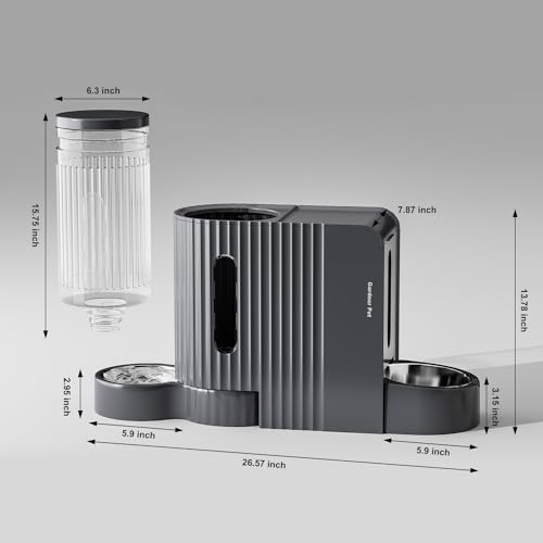 Gardner Pet Automatic Gravity Cat Food Feeder and Water Dispenser Stainless Steel Two-in-One Set Large Capacity Dispenser for Pets Dogs, Puppies, Kittens
