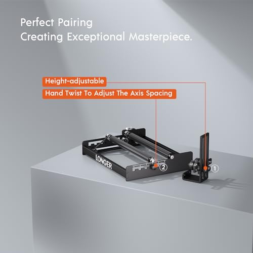 LONGER Laser Engraver Rotary Roller, Y-axis Rotary Roller 360° Rotation for Laser Engraver Engraving Cylindrical Objects Tumblers Cans Cups Bottles, Adjustable 6-200mm Diameters
