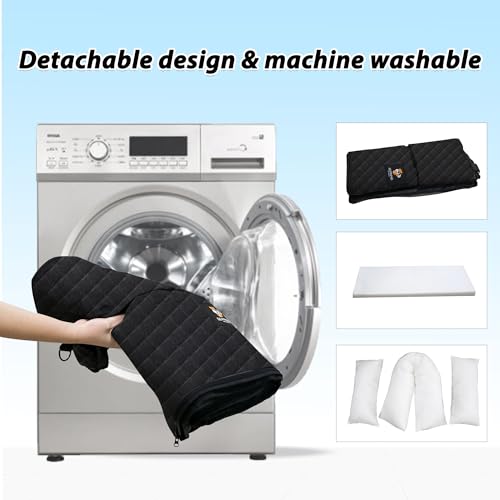 Dog Car Seat for Large Dog Under 100LBS,Dog Car Bed Pet Booster Back Seat Removable Washable Pet Travel Safety Car Seat with Safety Tethers/Storage Pocket,Only for Car Back Seat(Black)