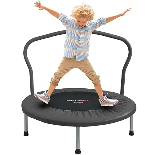Ativafit 36'' Trampoline for Kids Foldable Mini Toddler Trampoline with Comfortable Foam Handle Play Indoor Outdoor Home Use for Boys Girls for Fun