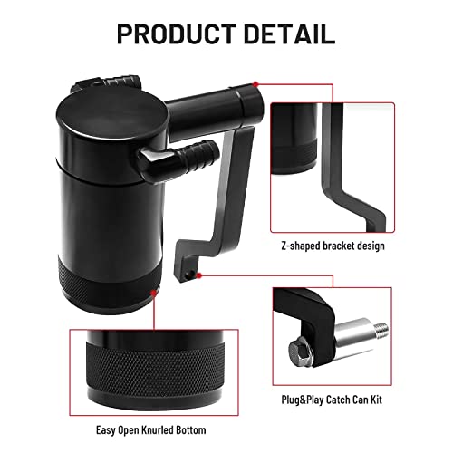 6.4L Billet Oil Catch Can Kit W/ New 5.7 HEMI Z-Bracket Technology Compatible with 2011-2021 Dodge Charger Challenger Chrysler 300 Air Oil Separator,Black