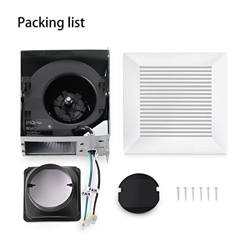 JOEAONZ Bathroom Fan 110 CFM Very Quiet with Matel Housing, Ceiling Mount Exhaust Ventilation Fan Large Air-flow Capacity, Energy-Saving Household Bath Vent Fan, White Plastic Grille