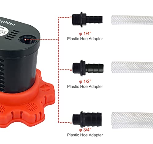 AgiiMan Pool Cover Pump Above Ground - 850 GPH Submersible Water Pump for Pool Draining, Portable Small Sump Pumps with 16' Drainage Hose and 25' Power Cord, 3 Adapters, Green