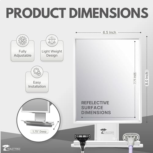 ToiletTree Products Travel Shaving Mirror for Shower Fogless with Squeegee and Travel Bag