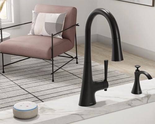 Moen S3946BL Transitional Deck Mounted Kitchen Soap Dispenser with Above the Sink Refillable Bottle, Matte Black