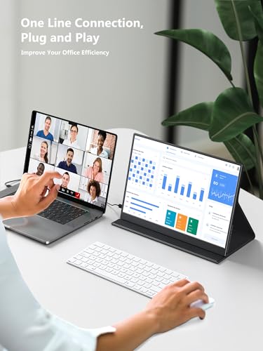 Pornitor Portable Monitor, 14 inch 3:2 QHD IPS Laptop Monitor, Dual USB C HDMI Laptop Screen Extender, 2160*1440P Gaming Display with 2 Speakers, Travel Monitor for Laptop PS4/5 PC Phone Xbox Switch