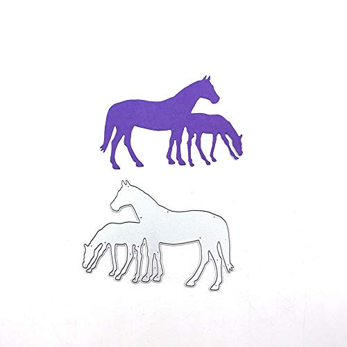 Metal Four Horses Eat Grass Cutting Dies,4PCS Horses Die Cuts Embossing Stencils Template Mould for Card Scrapbooking and DIY Craft