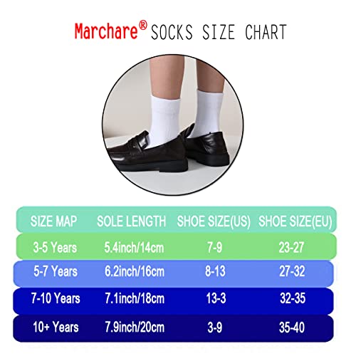 Marchare Girls Crew Socks Seamless Kids Socks Cotton School Socks Black 6 Pack