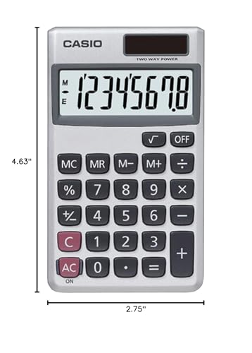 Casio SL-300SV Standard Function Desktop Calculator | General Purpose | Large 8-Digit Display | Pocket Size | Basic Math Functions| Ideal for Home & Office