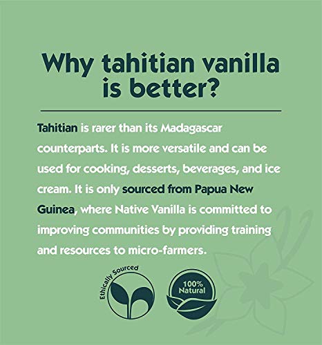 Vanilla Bean Powder - 0.5 oz - Premium 100% Pure Ground Tahitian Vanilla Bean Powder - For Cooking, Baking, Coffee, Smoothies & Desserts - No Fillers or Additives, Raw & Unsweetened - Native Vanilla