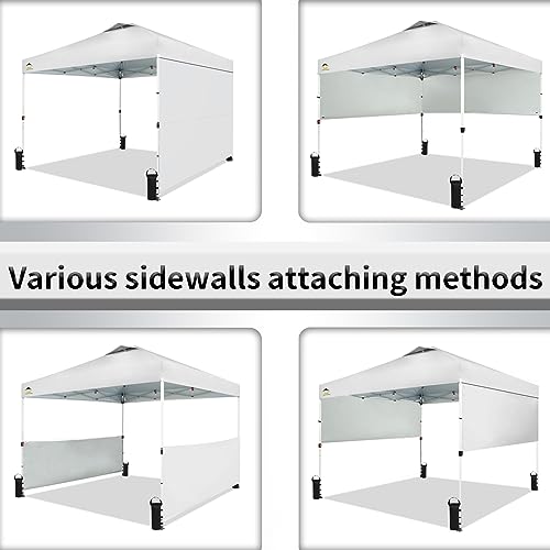 CROWN SHADES 10x10 Pop up Canopy Tent Instant Canopy with 150D Silver Coated Fabric Including 2 Half Sidewalls, 4 Ropes, 8 Stakes, 4 Weight Bags, STO 'N Go Bag, White