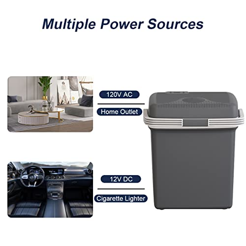 TREFAN Electric Cooler & Warmer28QT/26L, Portable Car Fridge (48℉~139℉), Car Cooler Plug in Mini Fridge, Electric Car Coolers for Vehicles AC/DC,12V Refrigerator for Car, Travel, Camping,Truck
