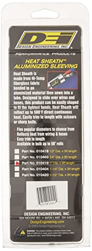 Design Engineering 010419 Heat Sheath 1" I.D. x 3ft Aluminized Sleeving for Ultimate Hi-Temp Protection