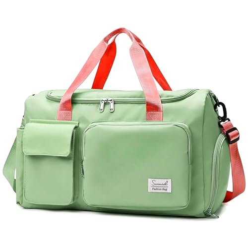 Suruid Travel Yoga Duffel Bag with Shoes Compartment Sports Gym Handbag with Dry Wet Separated Pocket for Training Men and Women, Overnight /Weekender Bag - Pink