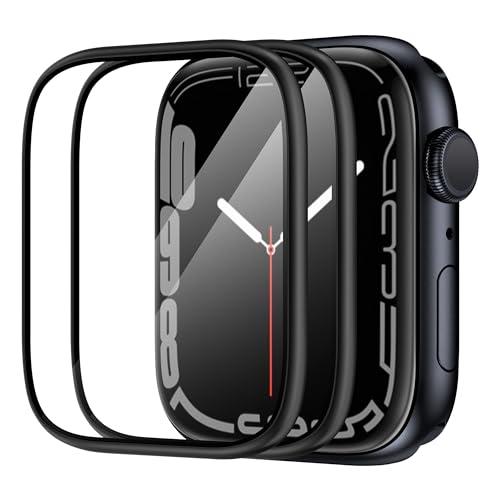 SWUU 2 Pack Tempered Glass Screen Protector with Titanium Alloy Frame Compatible with Apple Watch Ultra 2 / Ultra Screen Protector 49mm, Waterproof HD Film for iWatch Ultra 49mm S4 Titanium+Orange