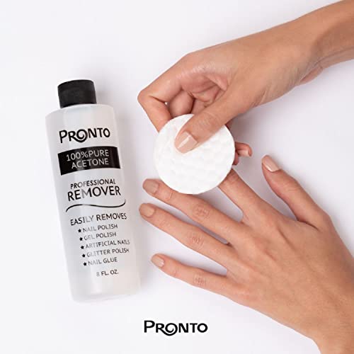 Pronto 8 Oz 100% Pure Acetone Nail Polish Remover and Cuticle Oil, Pure Acetone for All Nail Polish Types including Gel, Acrylic & Sculptured Nails, Gel Nail Polish Remover and Nail Repair, Duo Pack